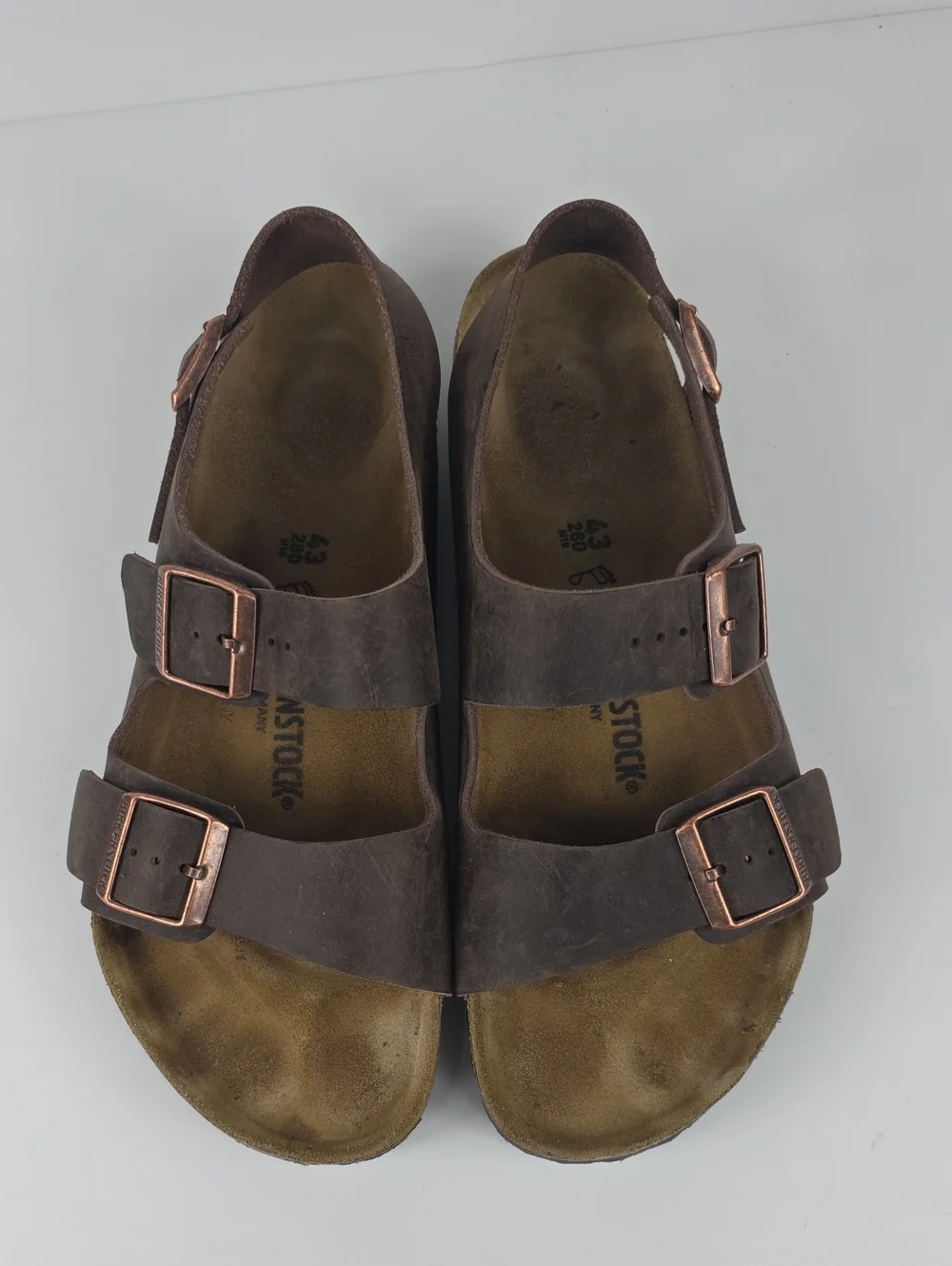 Birkenstock Milano Brown Oiled Leather Men's Sandals Size EU43 - US 10